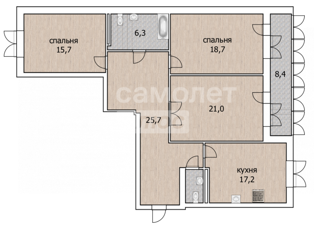 3-комнатная 111 м2 в ЖК undefined корпус null этаж 7