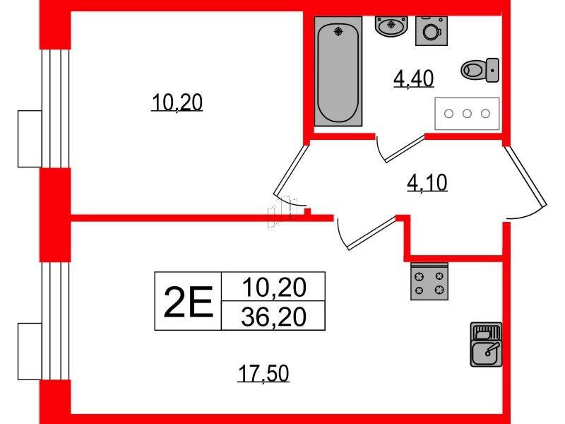 1-комнатная 36 м2 в ЖК Парусная 1 корпус null этаж 12