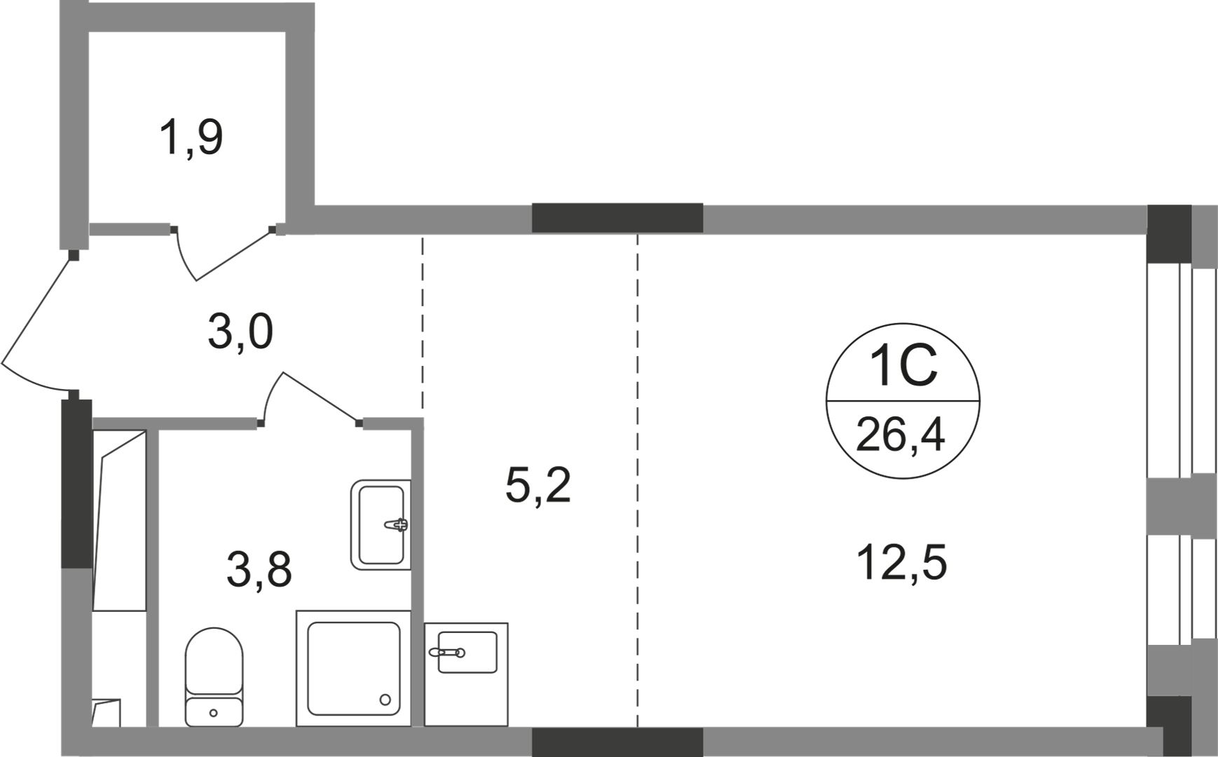 Студия 26 м2 в ЖК Первый Московский корпус null этаж 13