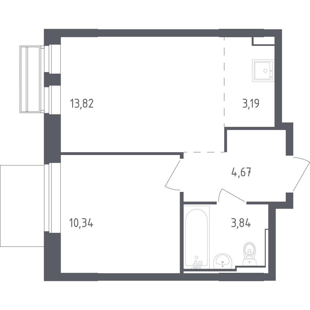 Студия 35 м2 в ЖК Рублёвский Квартал корпус null этаж 5