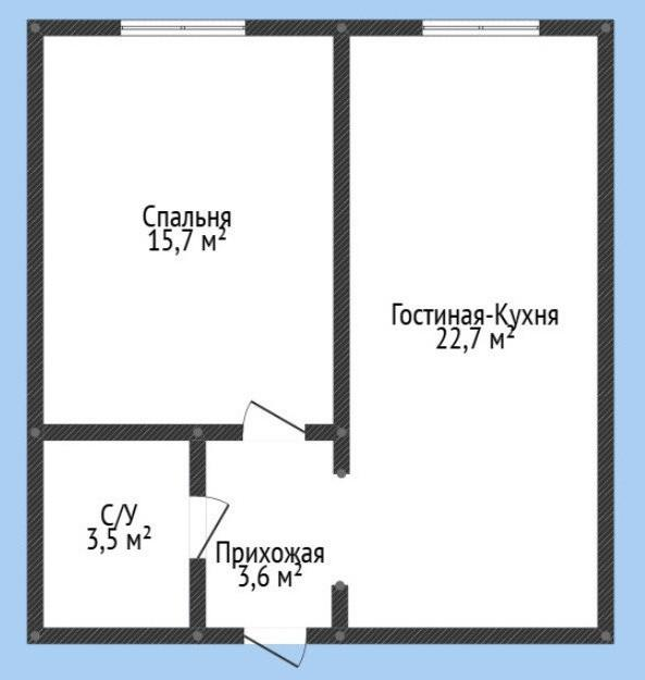 2-комнатная 46.1 м2 в ЖК undefined корпус null этаж 14