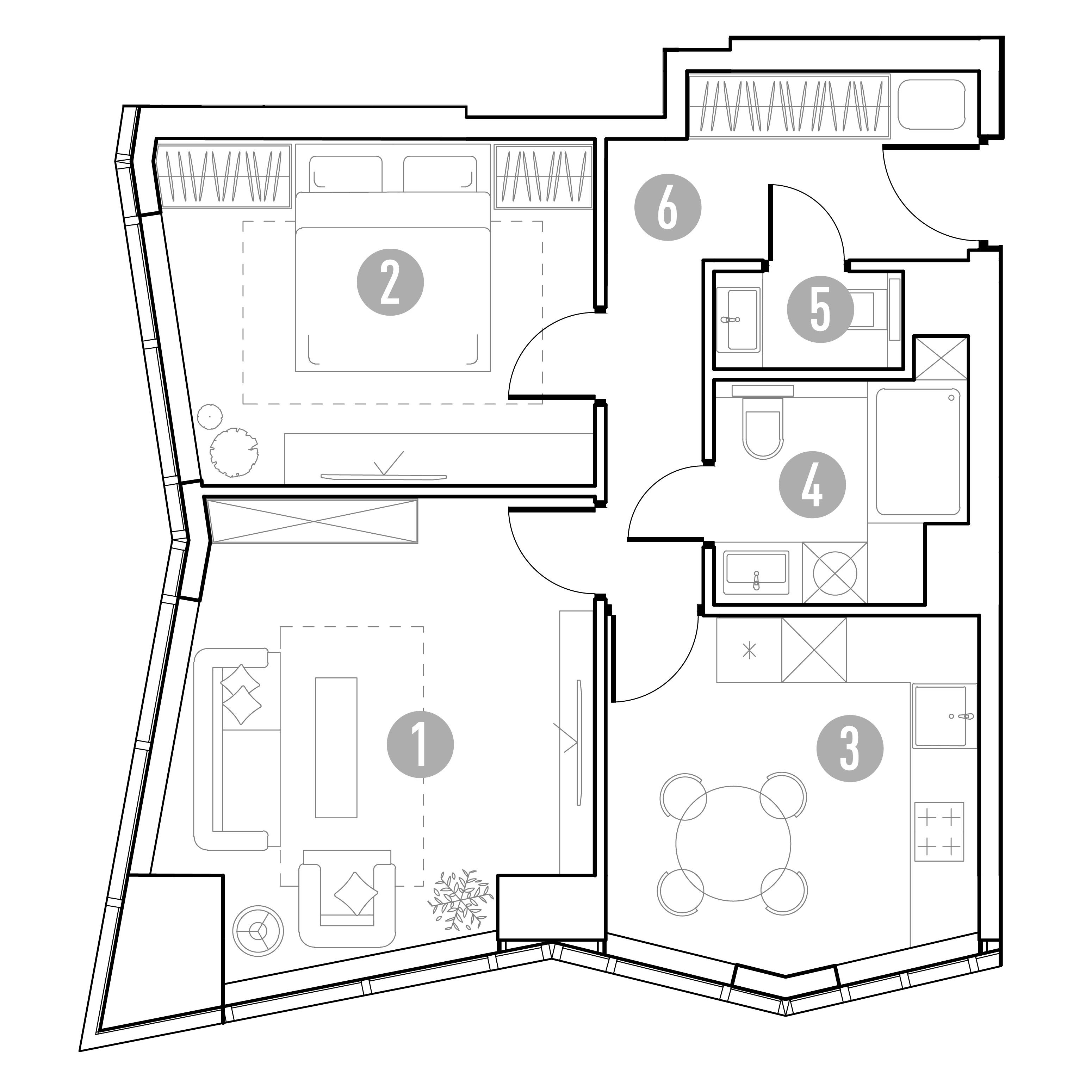2-комнатная 53 м2 в ЖК УНО.Горбунова корпус null этаж 3