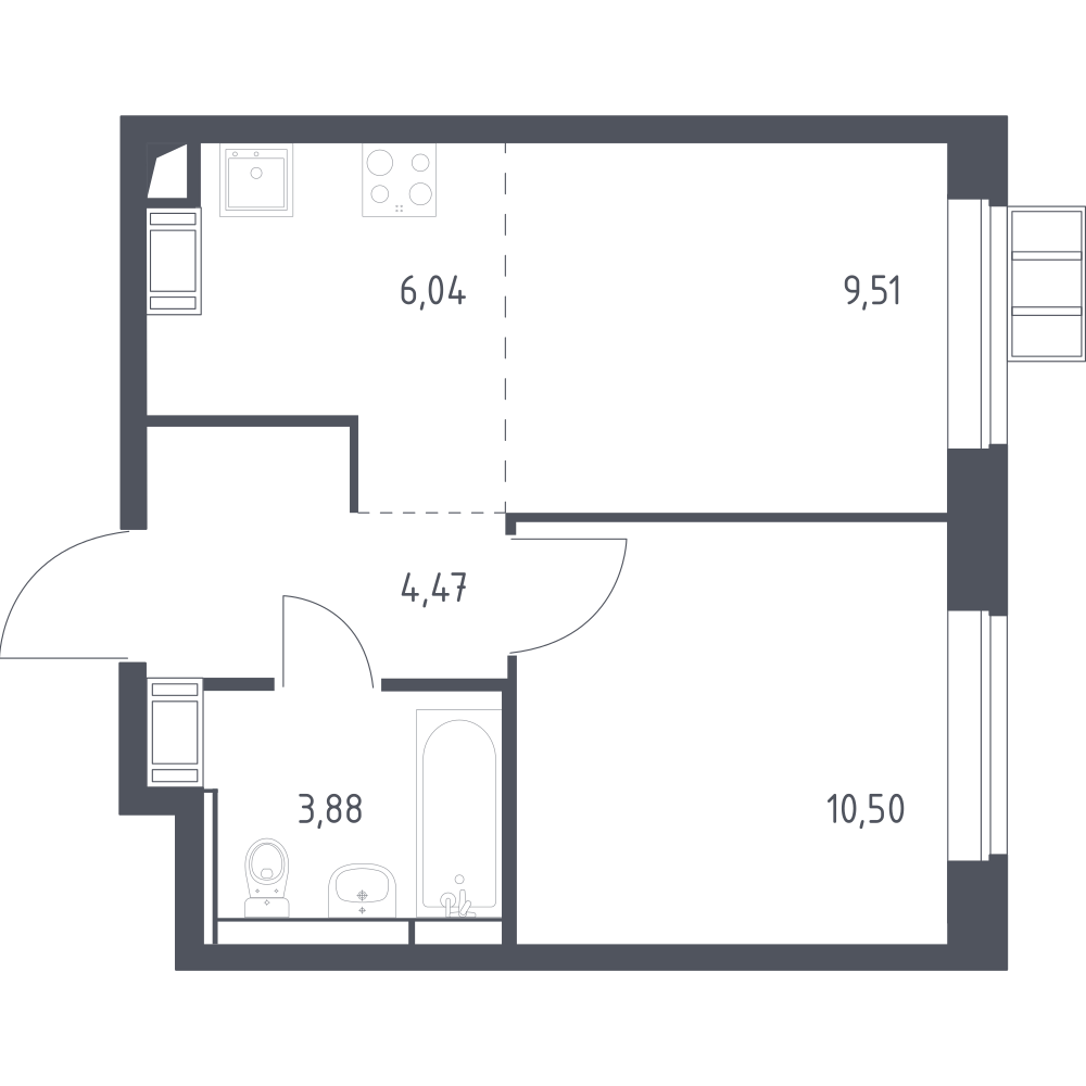 Студия 34 м2 в ЖК Алхимово корпус null этаж 5