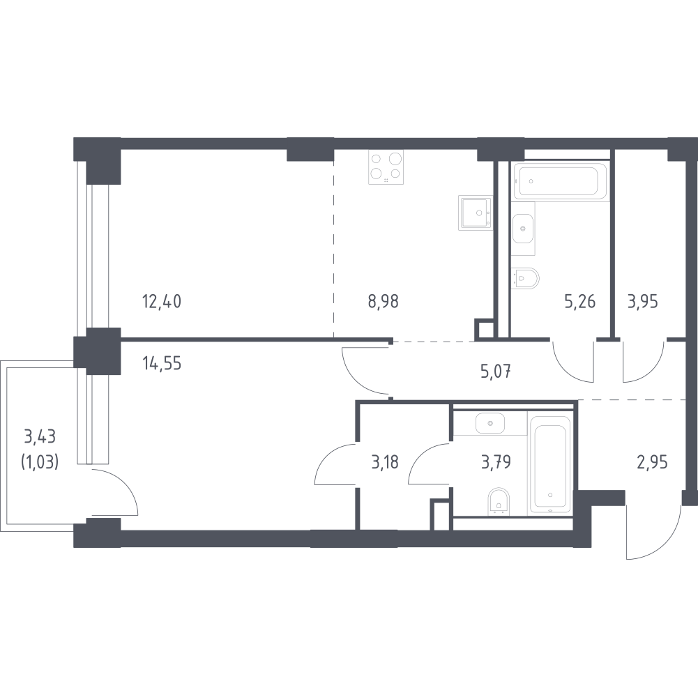 Студия 61 м2 в ЖК НОВА корпус null этаж 5