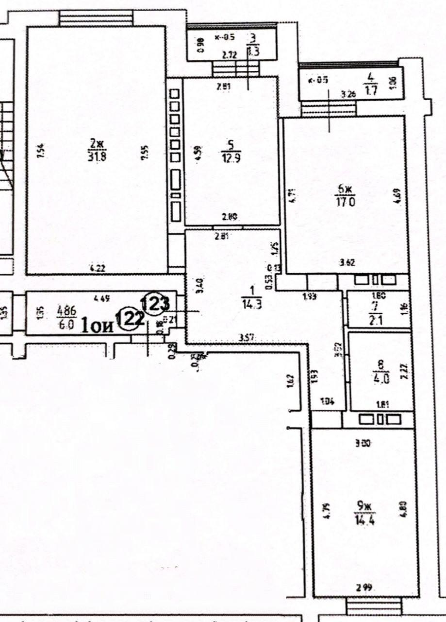 3-комнатная 96.5 м2 в ЖК undefined корпус null этаж 11