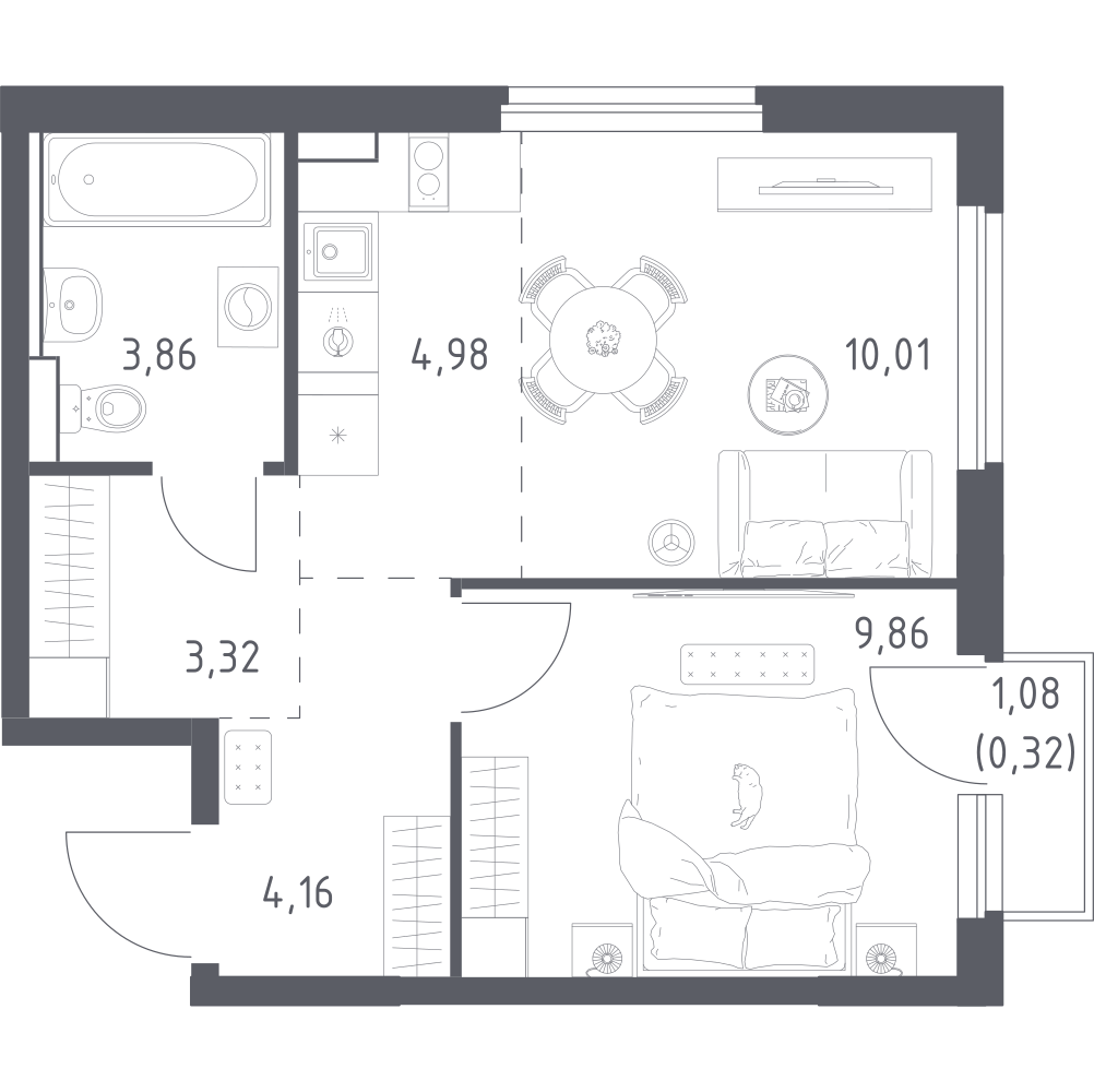 Студия 36 м2 в ЖК Донские Легенды корпус null этаж 6