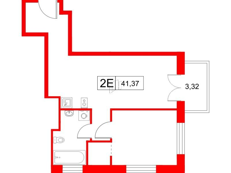 1-комнатная 41 м2 в ЖК Saan корпус null этаж 22