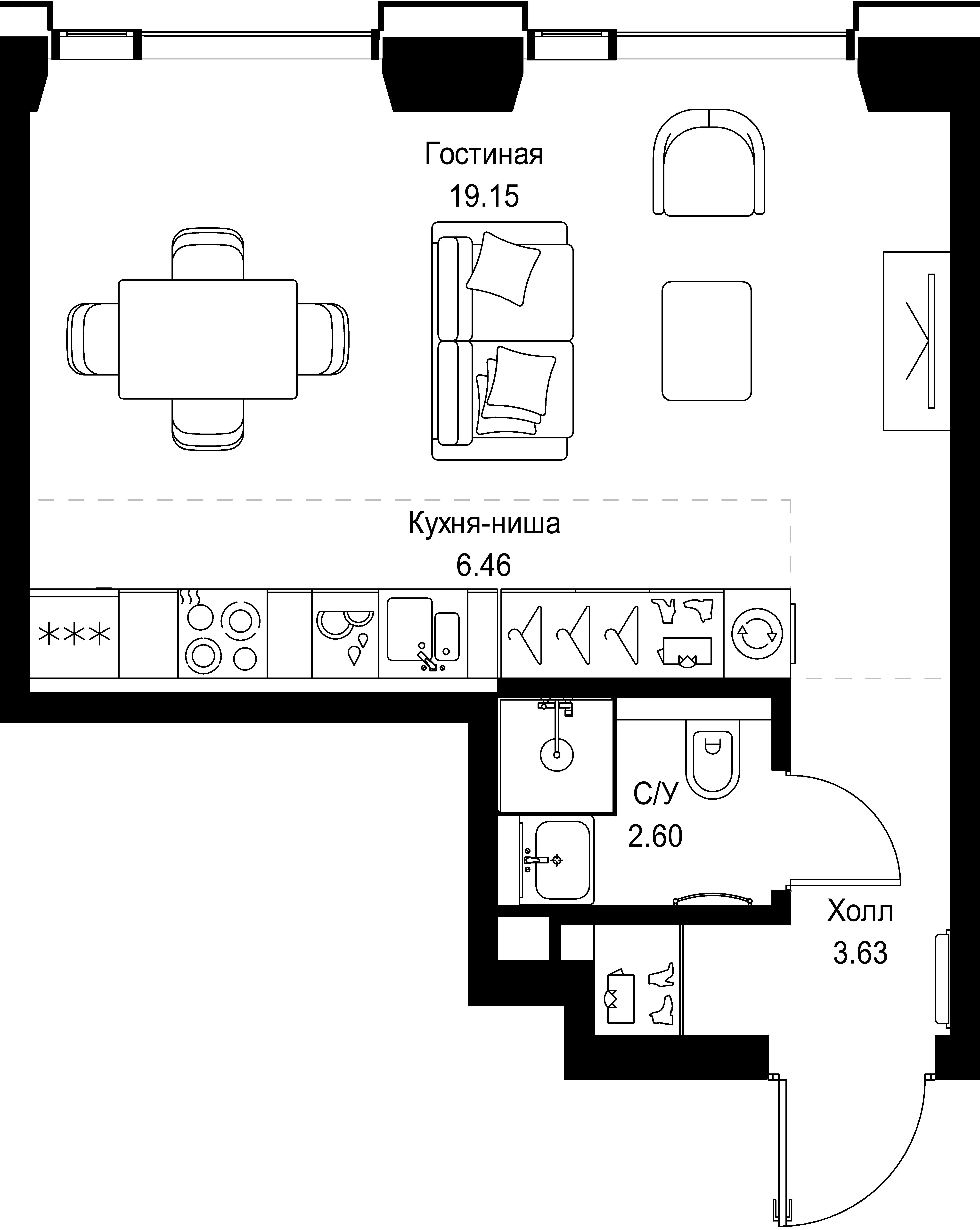 Студия 31 м2 в ЖК SET корпус null этаж 17