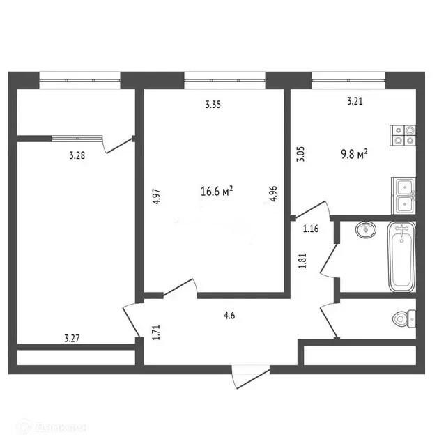2-комнатная 58.9 м2 в ЖК undefined корпус null этаж 8