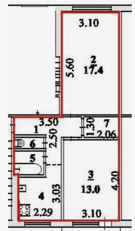 2-комнатная 48.9 м2 в ЖК undefined корпус null этаж 3