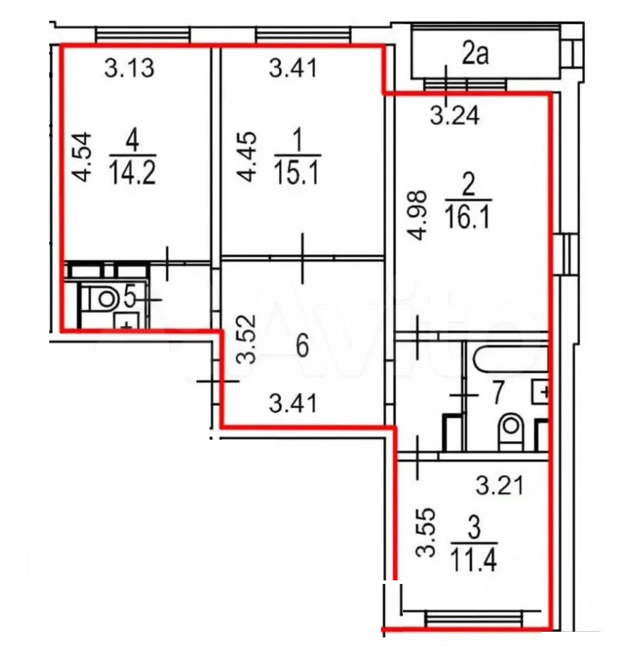 3-комнатная 78.3 м2 в ЖК undefined корпус null этаж 3