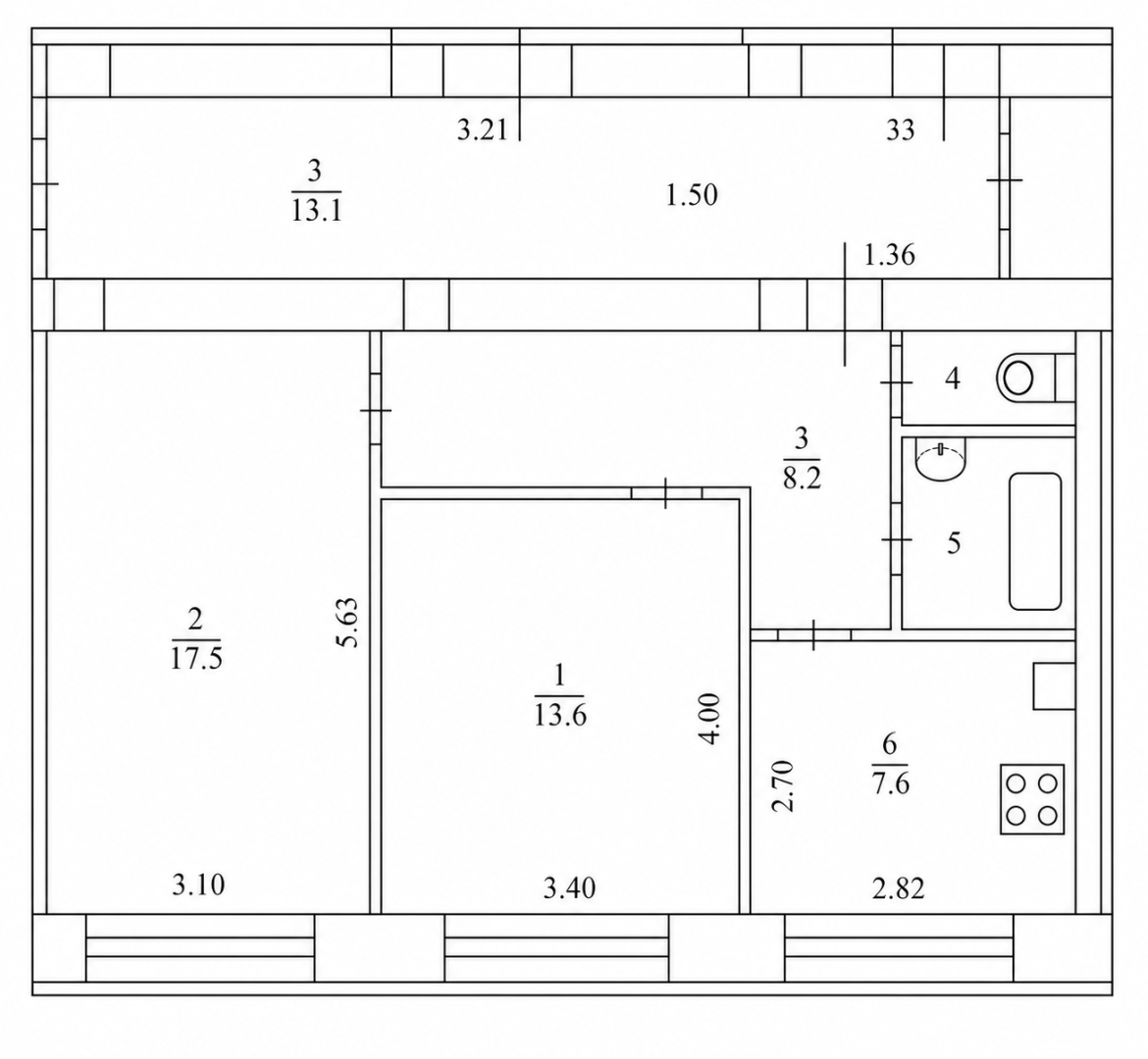 2-комнатная 51.3 м2 в ЖК undefined корпус null этаж 4