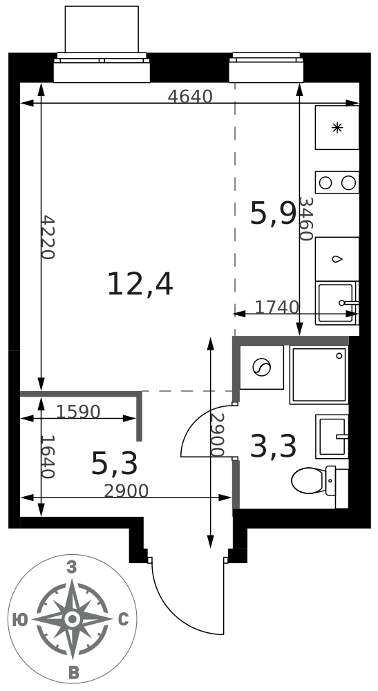 Студия 26 м2 в ЖК 1-й Ясеневский корпус null этаж 18