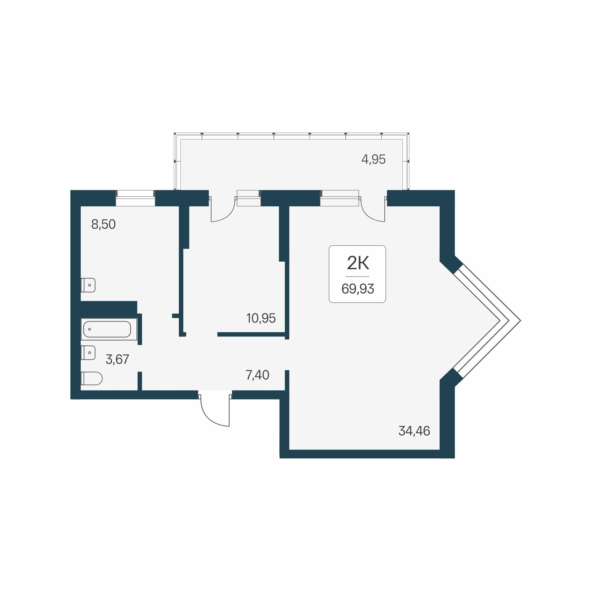 2-комнатная 69 м2 в ЖК Расцветай на Бугринской роще корпус null этаж 11