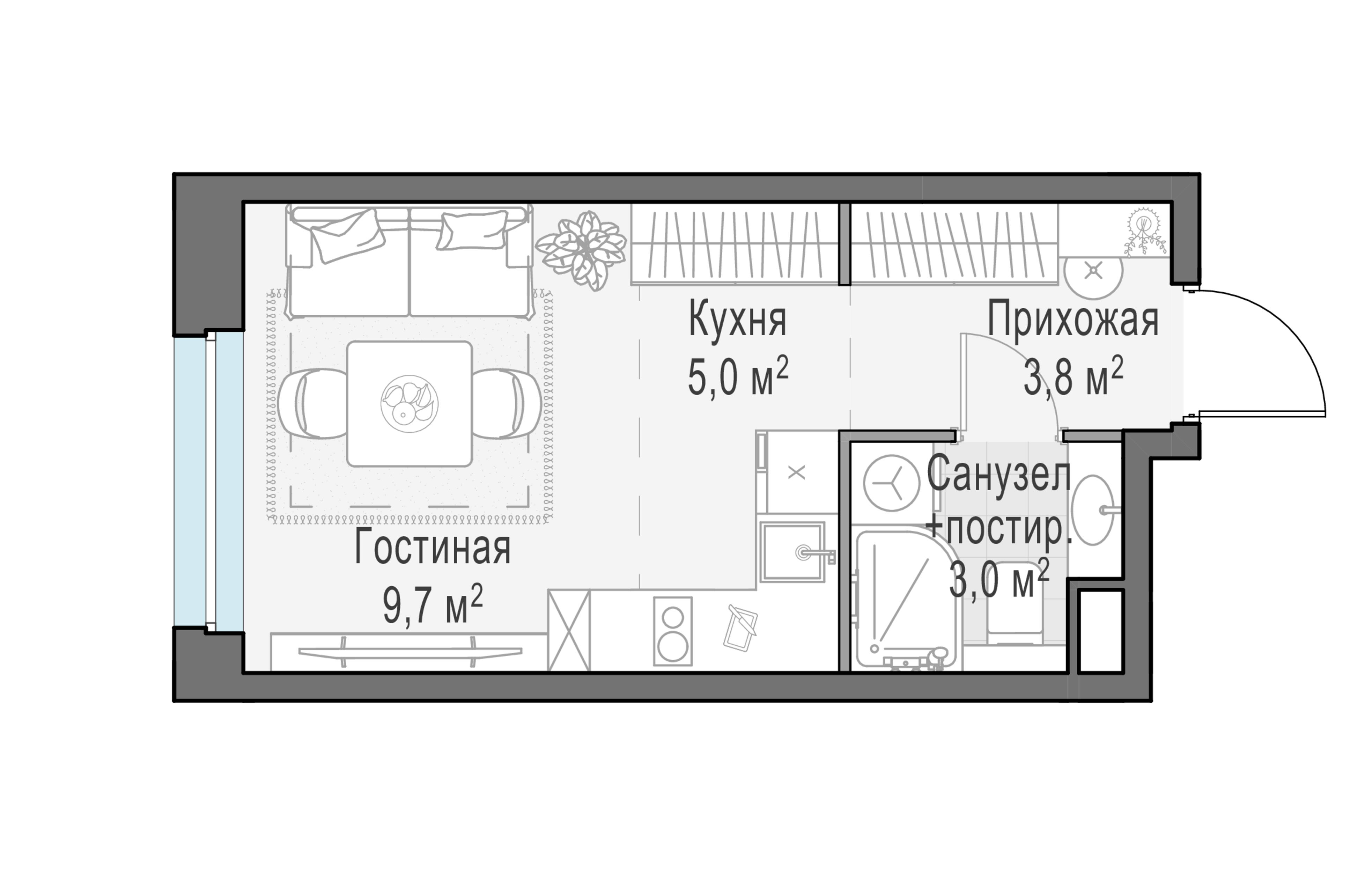 Студия 21 м2 в ЖК Жилые кварталы «Белый Град» корпус null этаж 12