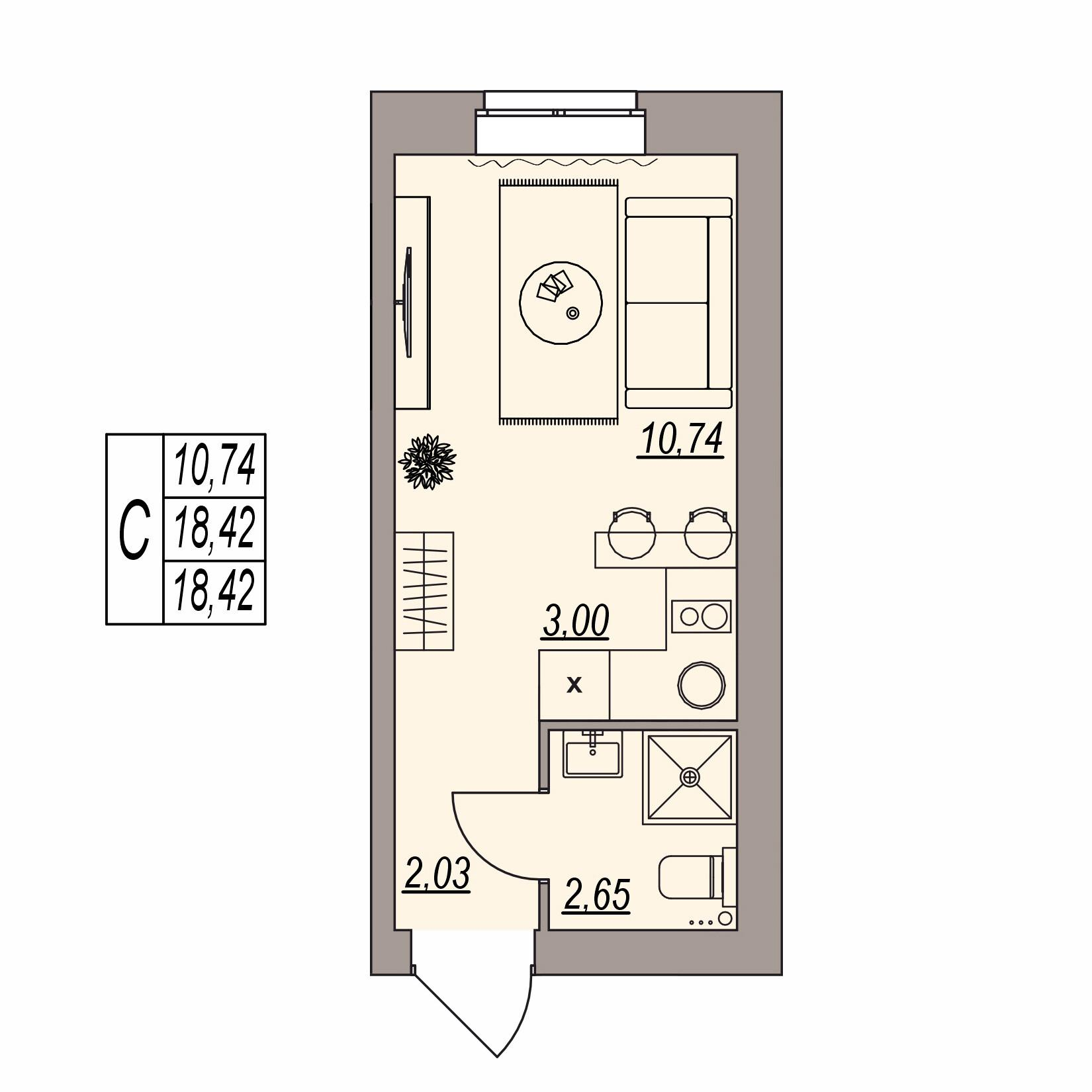 Студия 18 м2 в ЖК Герои поколений корпус null этаж 2