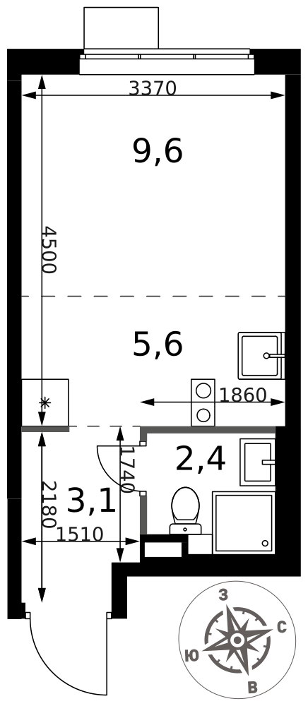 Студия 20 м2 в ЖК 1-й Химкинский корпус null этаж 2