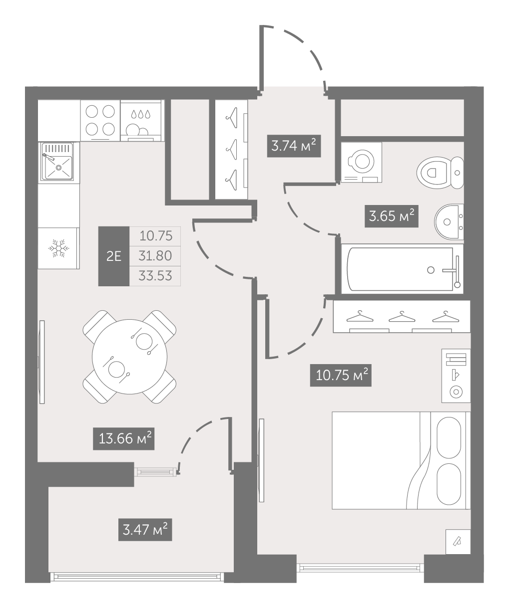 1-комнатная 33 м2 в ЖК UP-квартал Новый Московский корпус null этаж 7