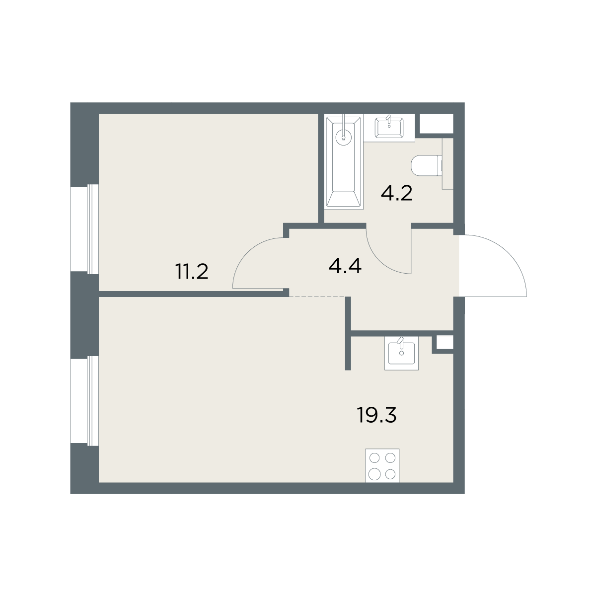 1-комнатная 39 м2 в ЖК Станиславский корпус null этаж 5
