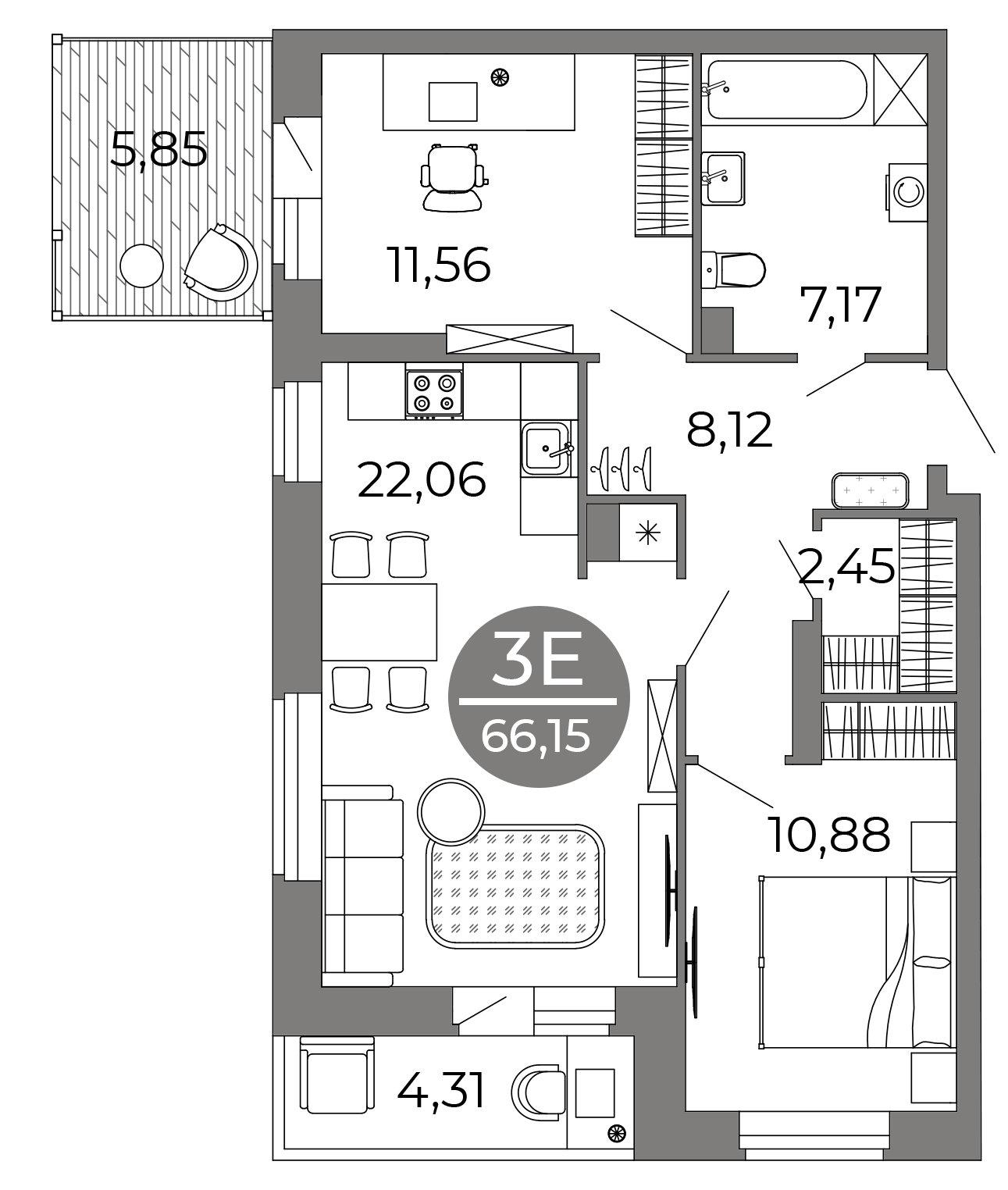 Студия 66 м2 в ЖК Галилей корпус null этаж 1