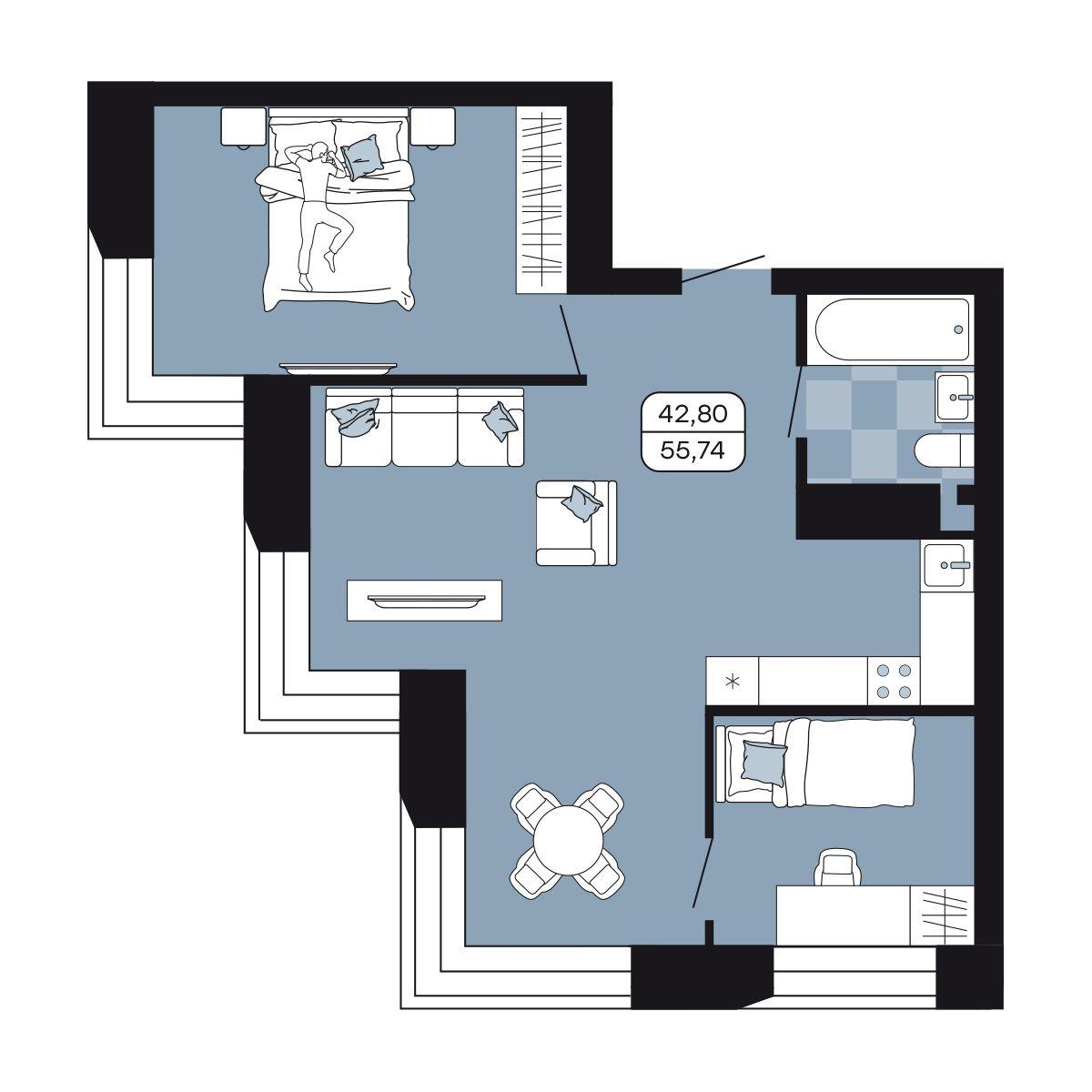 Студия 55 м2 в ЖК Парк Авеню корпус null этаж 6