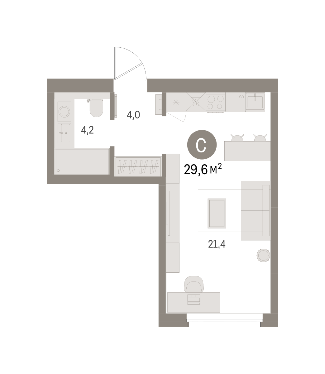 Студия 29 м2 в ЖК Северный ветер корпус null этаж 5