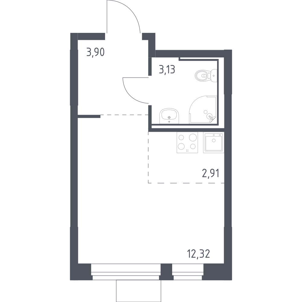Студия 22 м2 в ЖК Молжаниново корпус null этаж 12