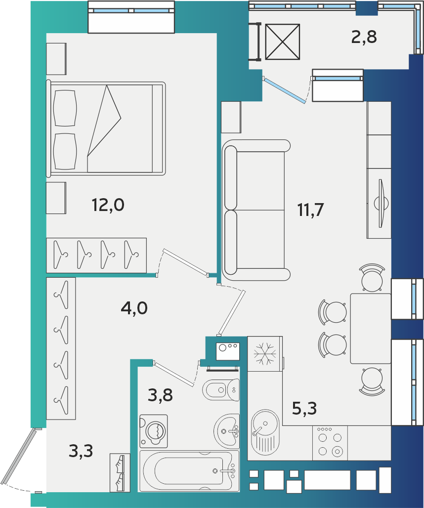 2-комнатная 41 м2 в ЖК Васнецово корпус null этаж 15