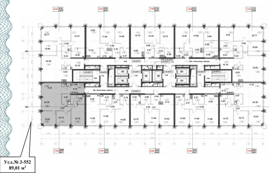 3-комнатная 89 м2 в ЖК undefined корпус null этаж 45