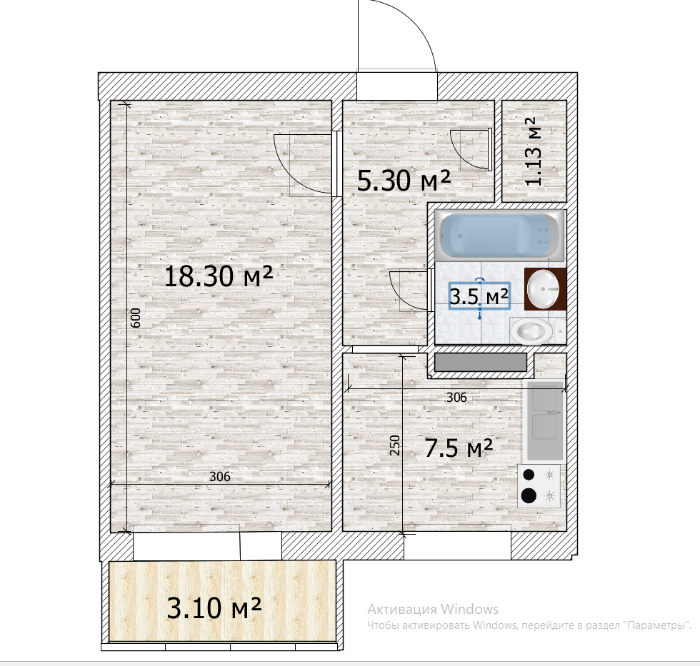 1-комнатная 35.2 м2 в ЖК undefined корпус null этаж 9