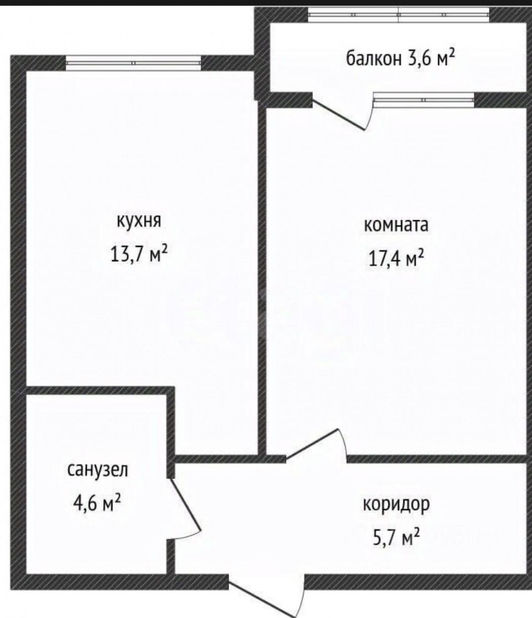 1-комнатная 45 м2 в ЖК undefined корпус null этаж 4