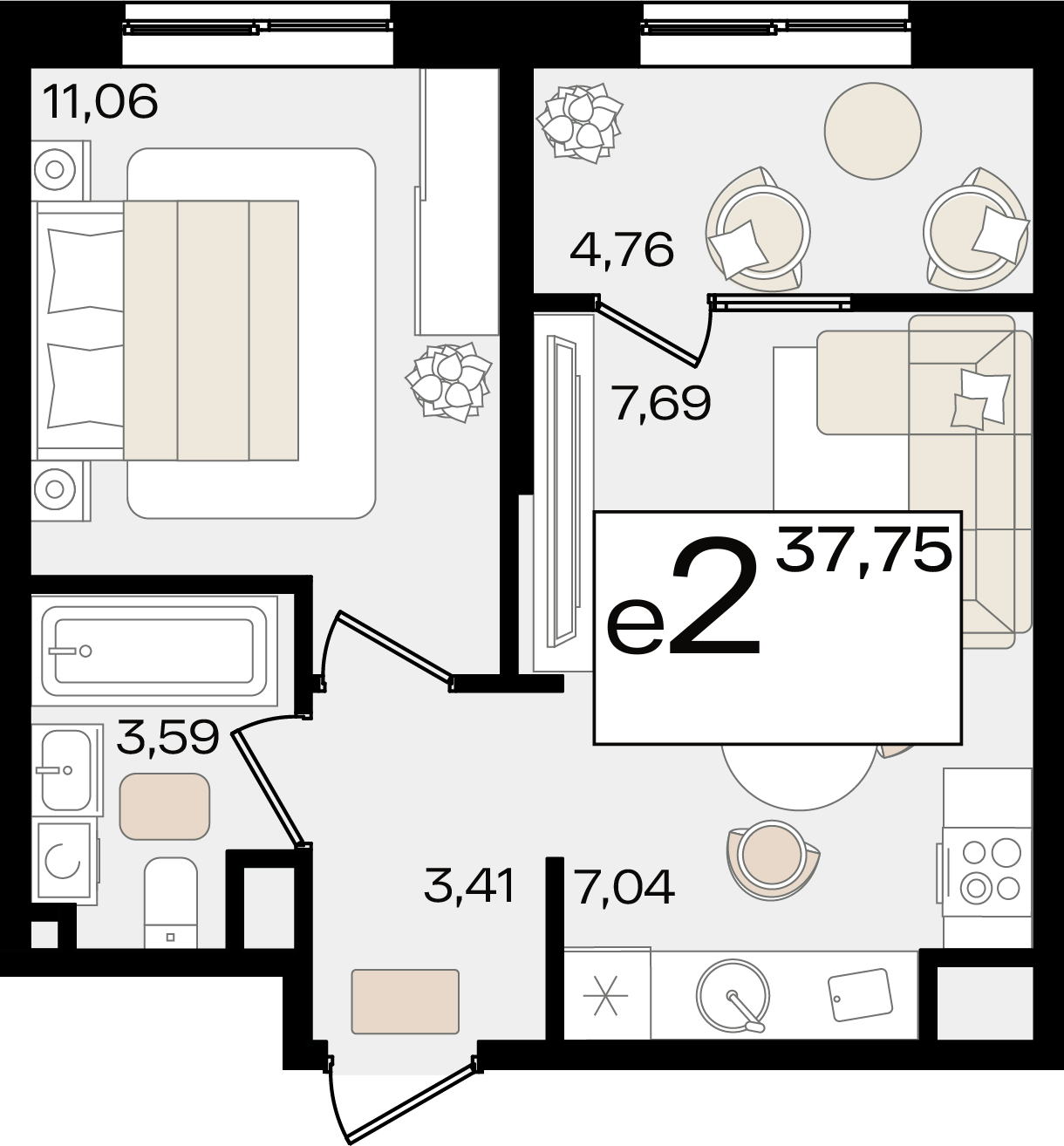Студия 35 м2 в ЖК Патрики корпус null этаж 5