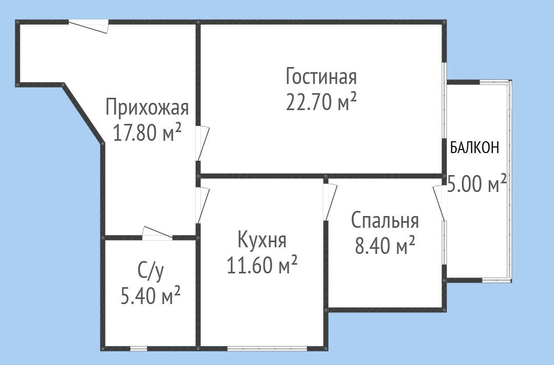 2-комнатная 69 м2 в ЖК undefined корпус null этаж 4