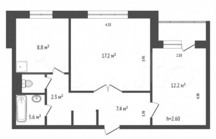 2-комнатная 53 м2 в ЖК undefined корпус null этаж 8