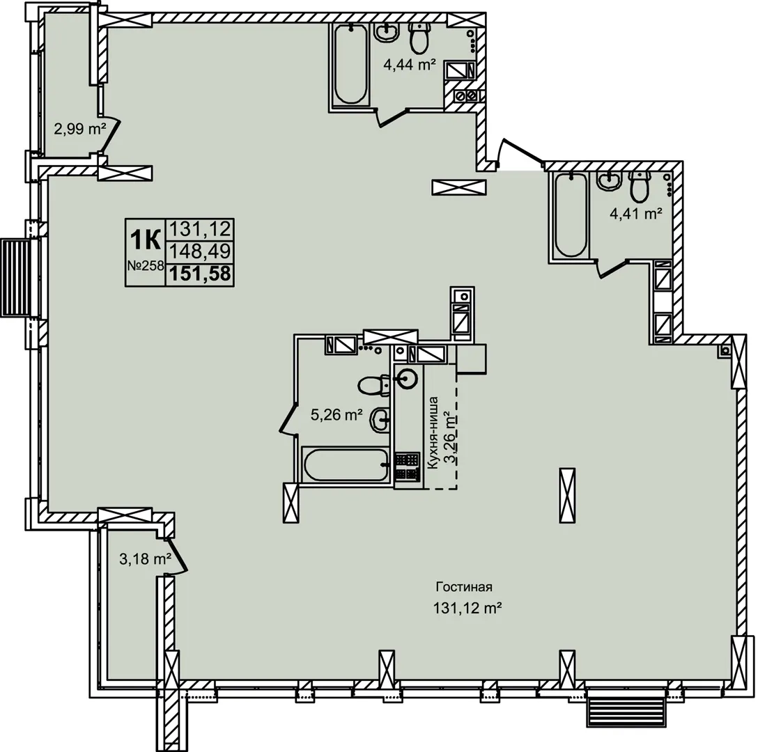 1-комнатная 151 м2 в ЖК Авиатор корпус null этаж 12