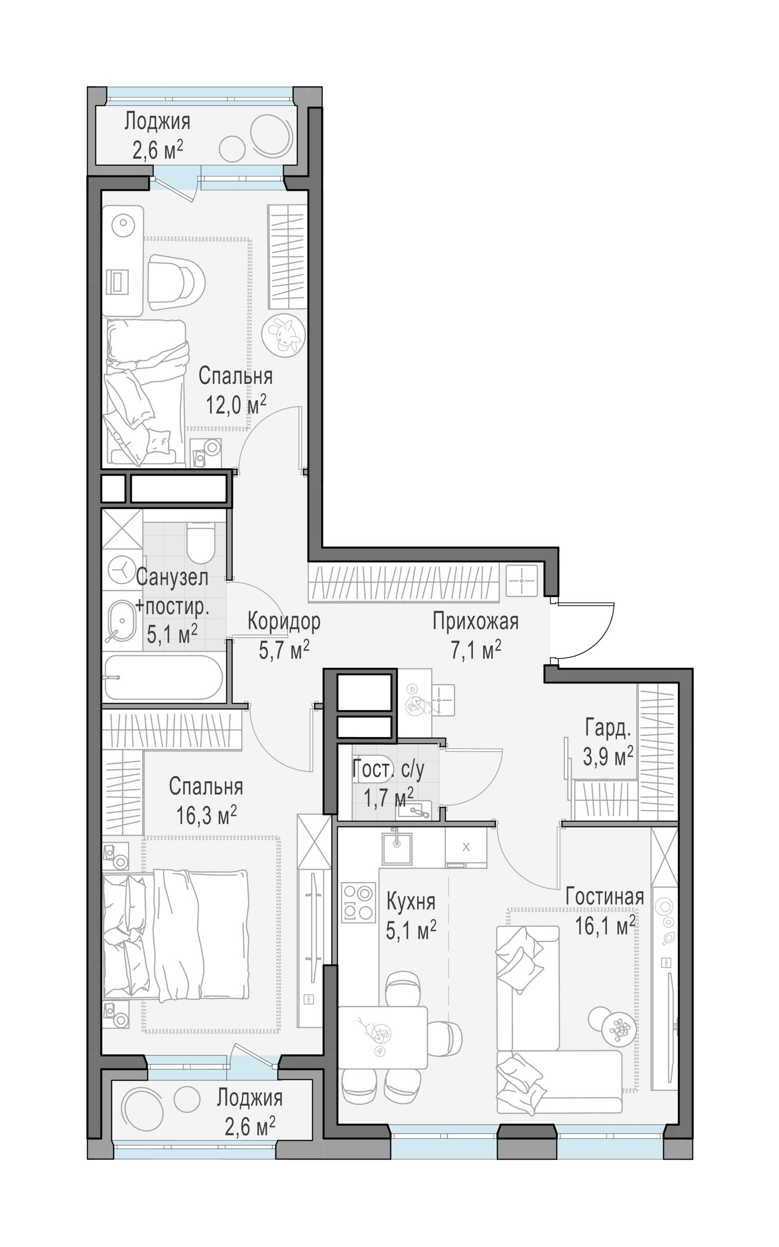 3-комнатная 75 м2 в ЖК Жилой квартал «Филатов луг» корпус null этаж 12