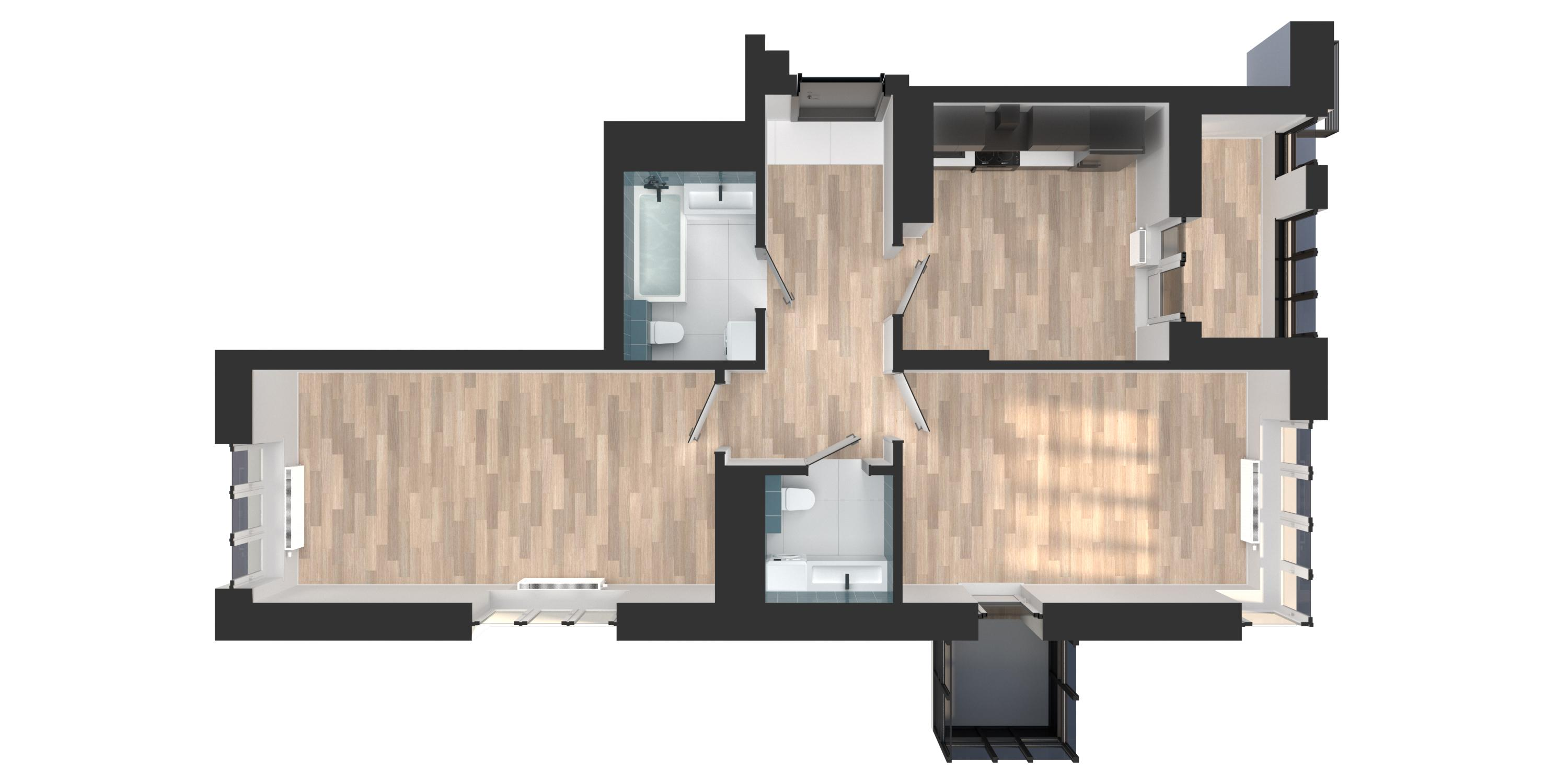 2-комнатная 61 м2 в ЖК Солнечный город корпус null этаж 8