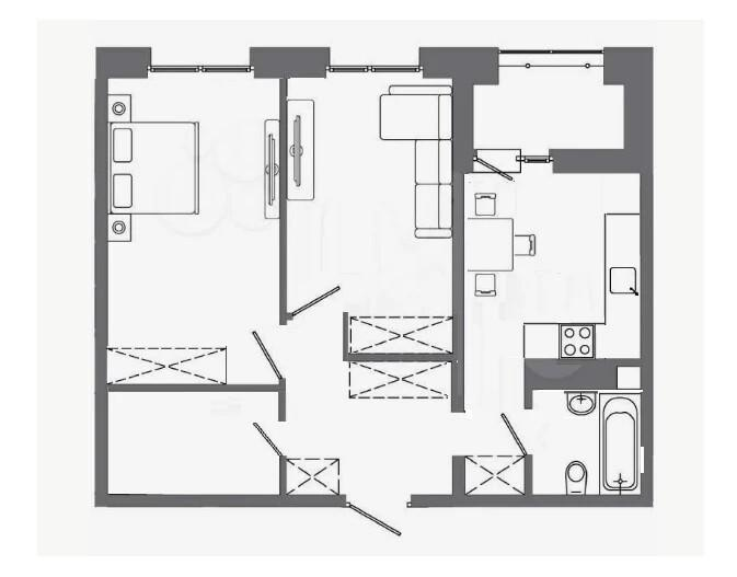 2-комнатная 60 м2 в ЖК undefined корпус null этаж 8