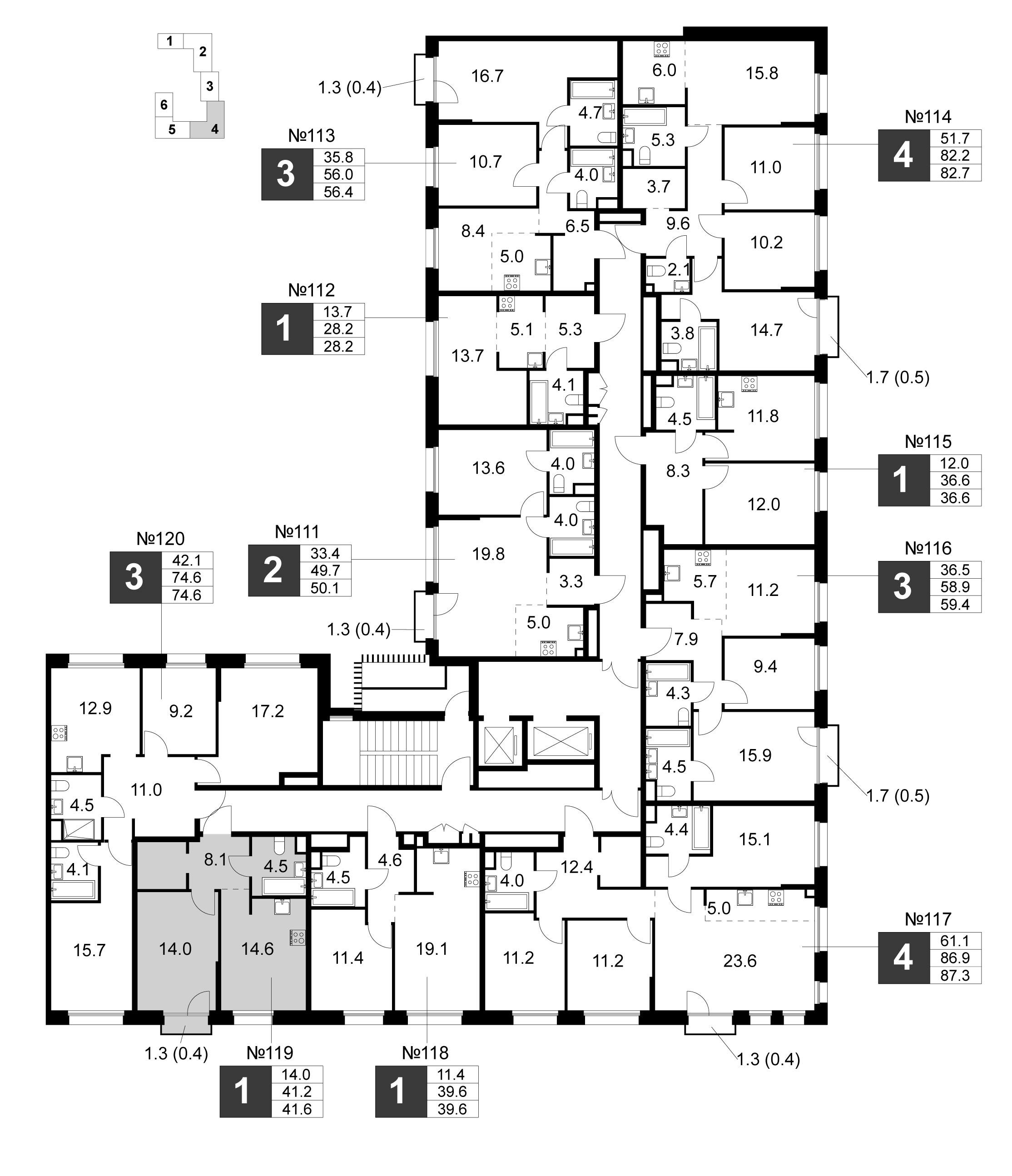 1-комнатная 41 м2 в ЖК Станиславский корпус null этаж 3
