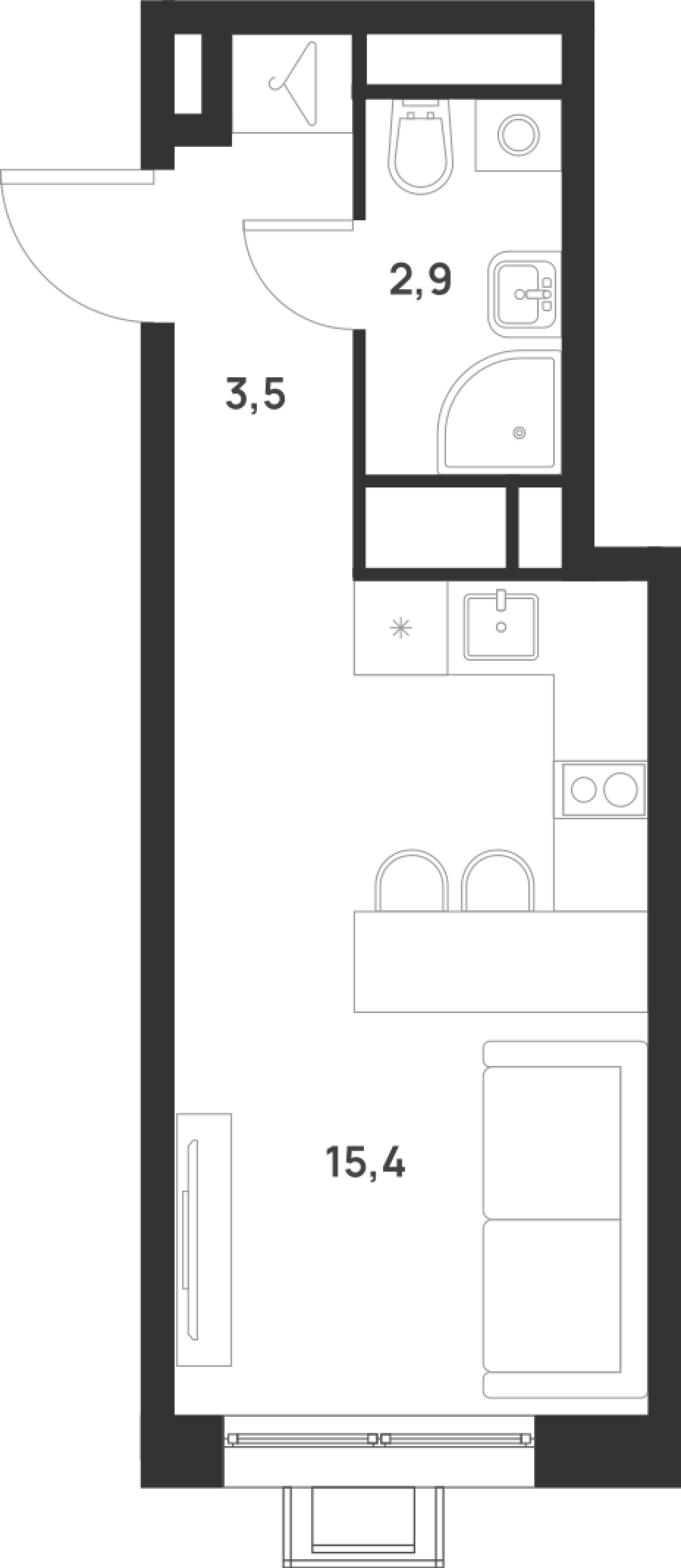 Студия 21 м2 в ЖК Foreville корпус null этаж 6