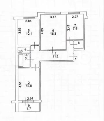 3-комнатная 72.5 м2 в ЖК undefined корпус null этаж 5