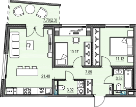 2-комнатная 67 м2 в ЖК Северный порт. Береговые кварталы корпус null этаж 4
