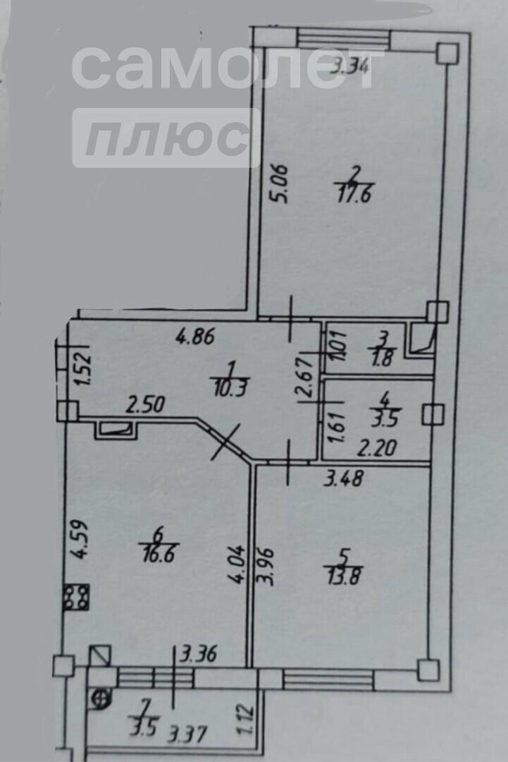 2-комнатная 63.6 м2 в ЖК undefined корпус null этаж 5