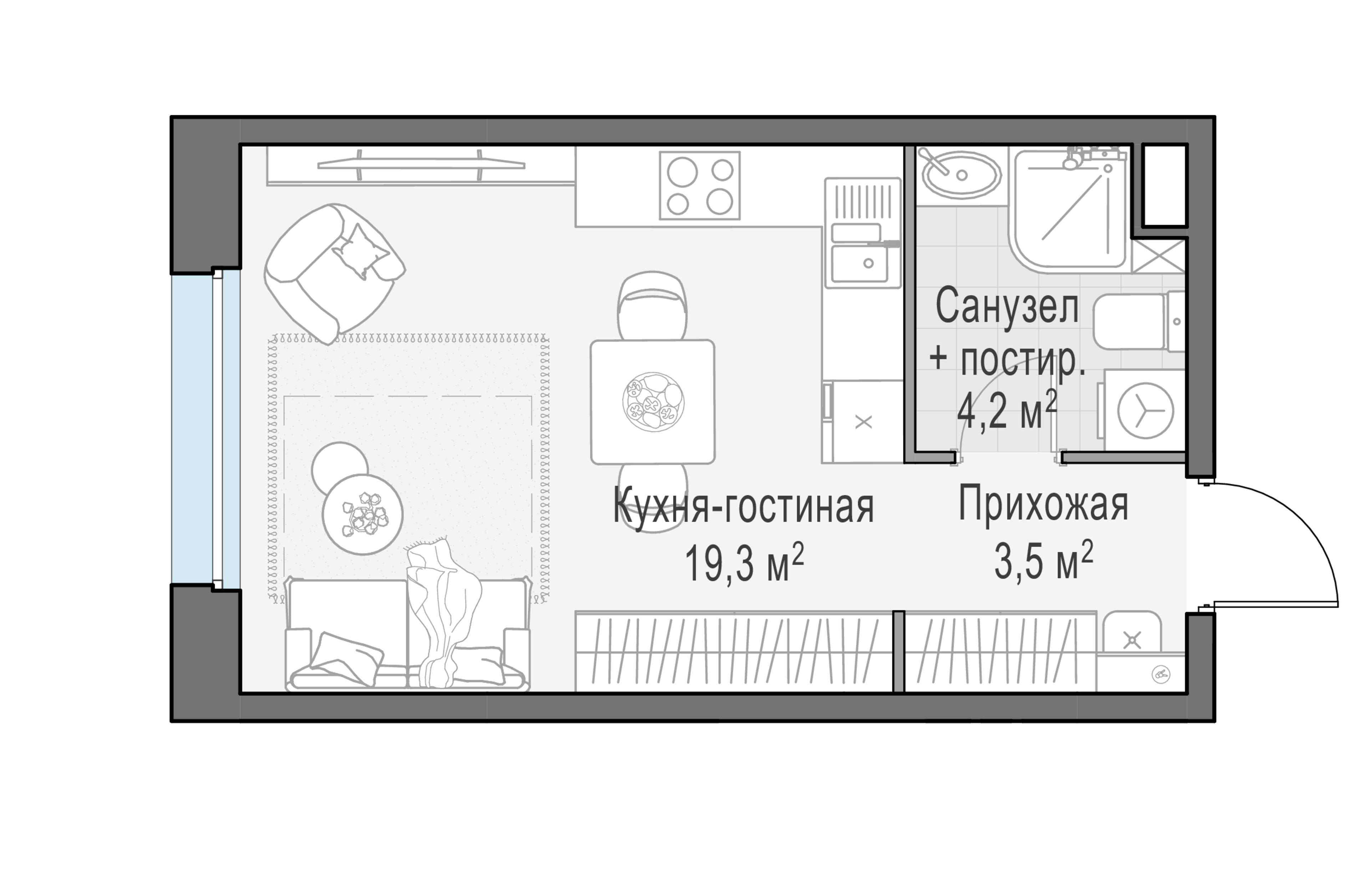 Студия 27 м2 в ЖК Жилые кварталы «Белый Град» корпус null этаж 11