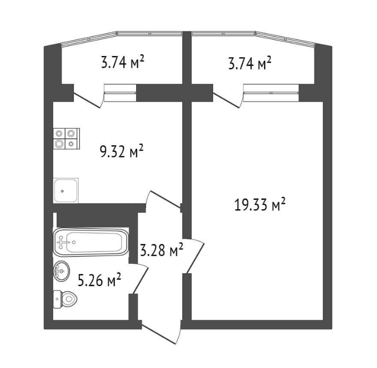 1-комнатная 37.4 м2 в ЖК undefined корпус null этаж 8