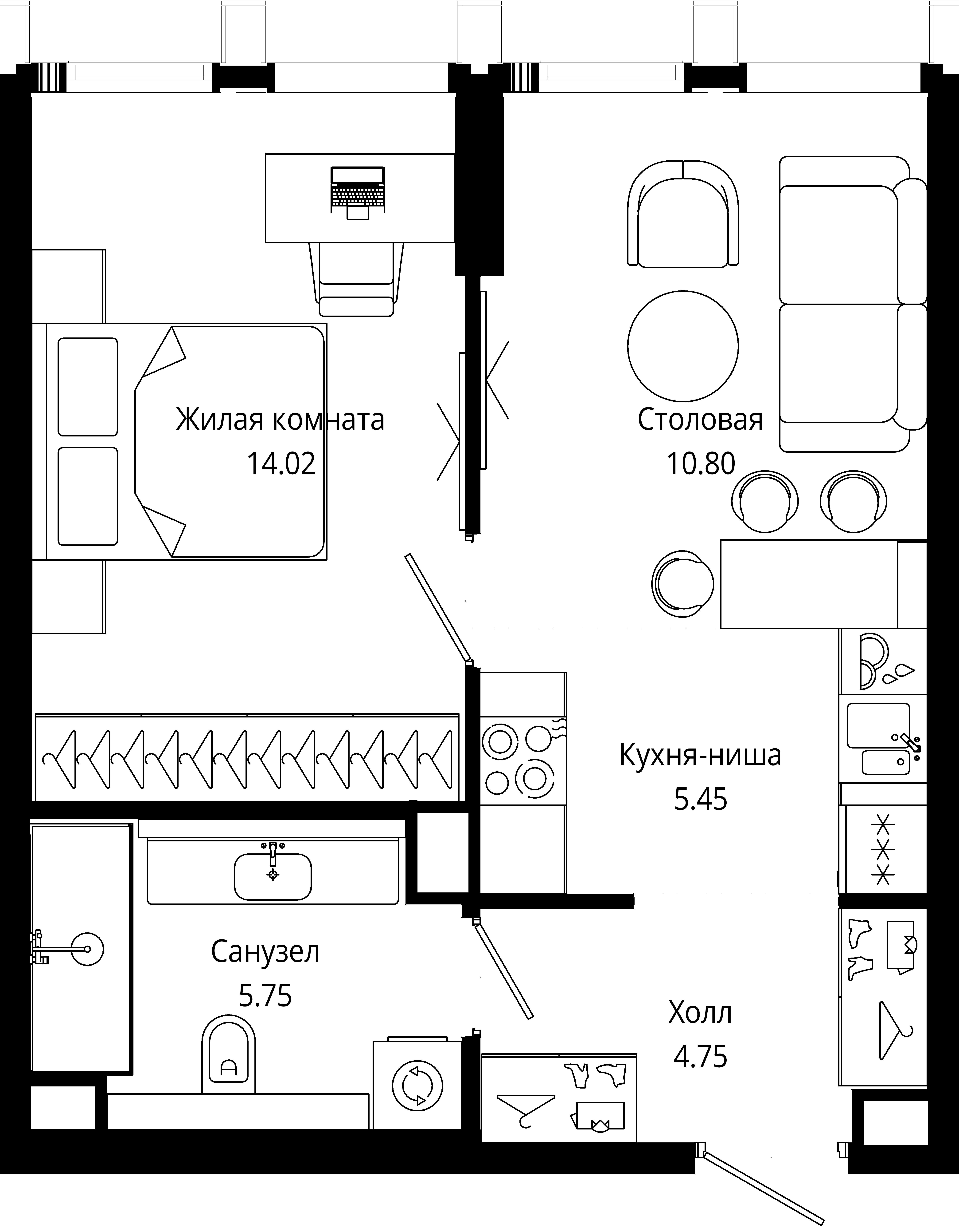 1-комнатная 40 м2 в ЖК MOD корпус null этаж 10