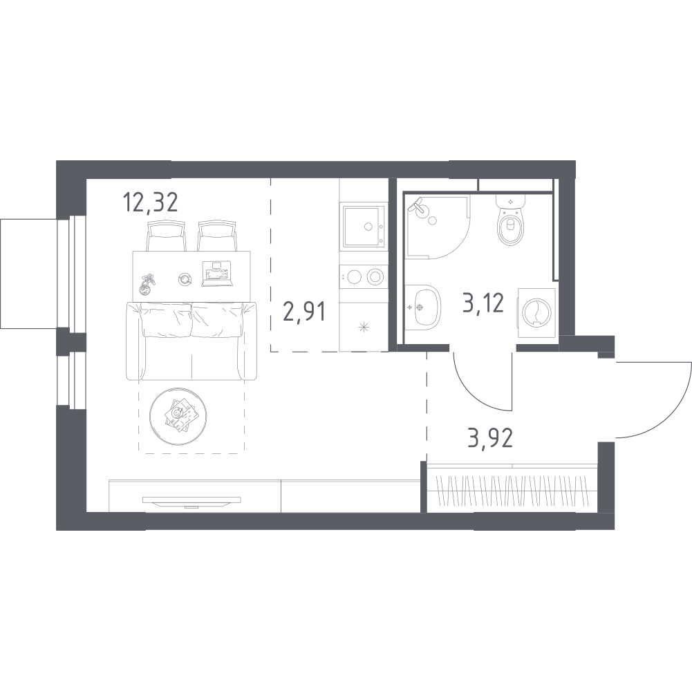 Студия 22 м2 в ЖК Мытищи Парк корпус null этаж 5