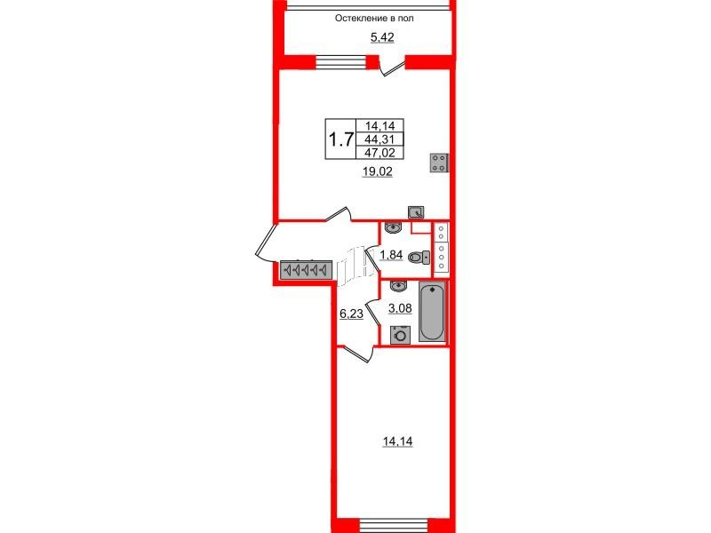 1-комнатная 43 м2 в ЖК Сенат корпус null этаж 10