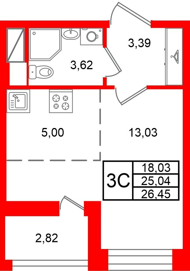 Студия 25 м2 в ЖК Астра Континенталь корпус null этаж 10