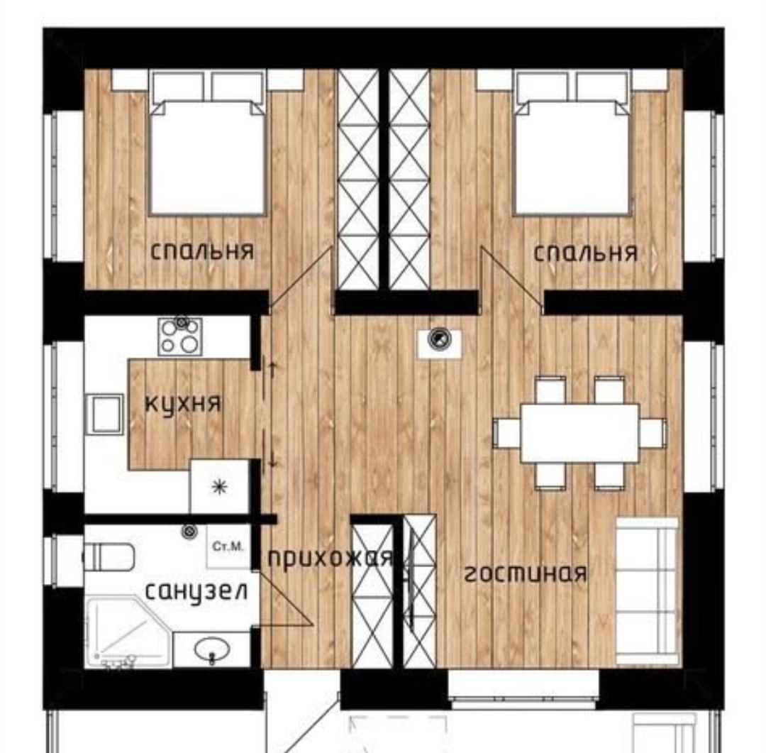 3-комнатная 70 м2 в ЖК undefined корпус null этаж 2